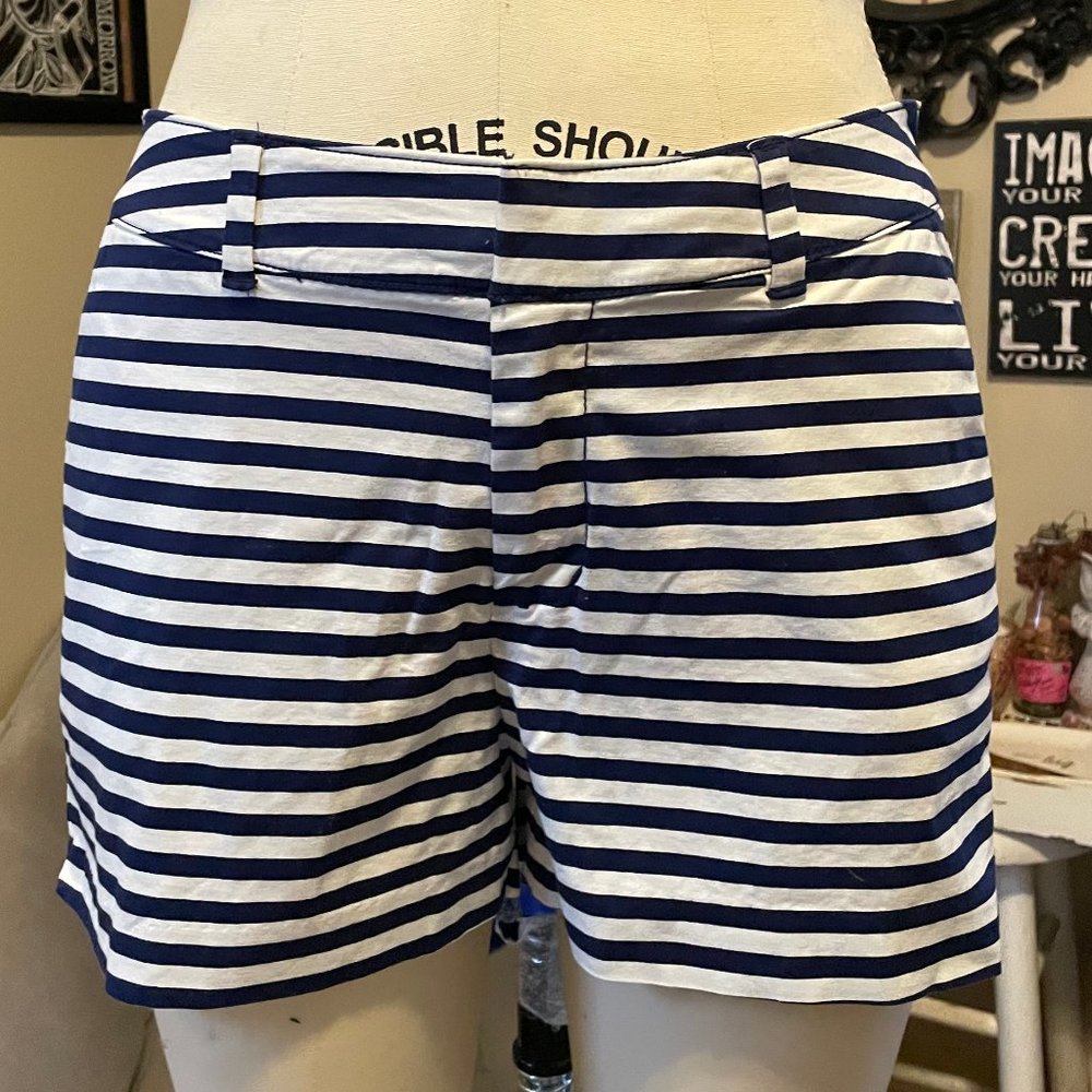 Navy Stripe Mid-rise Everyday Shorts 3 inch inseam